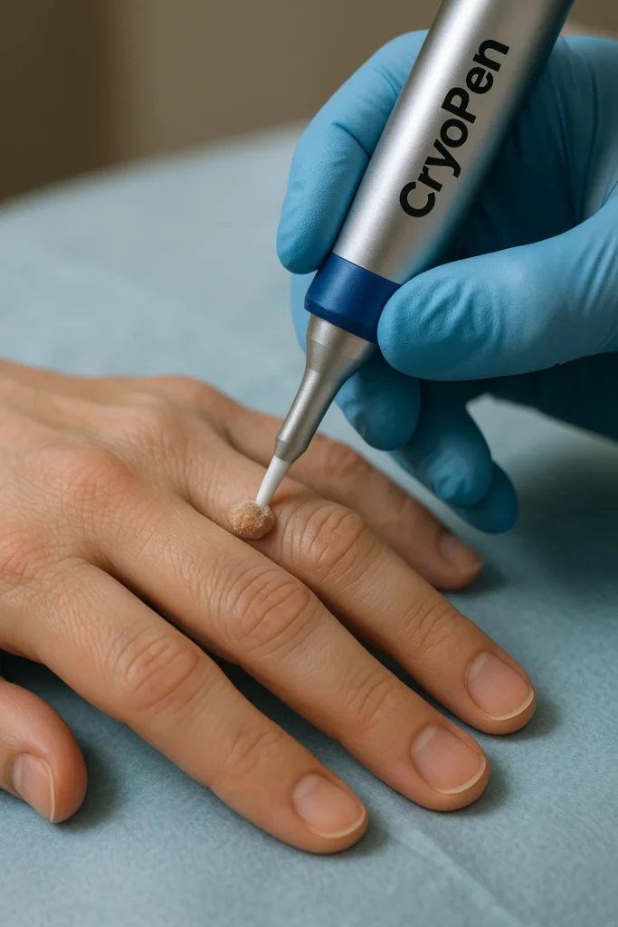 example of cryopen wart removal Wallingford treatment on a persons finger