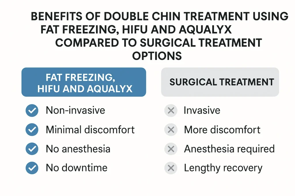 Graphic about the benefits of double chin treatment Wallingford - from LA LIPO