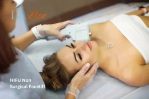 Woman having Hi-Fu to reduce wrinkles Wallingford.