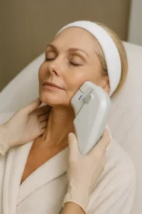 Woman receiving HIFU non surgical facelift treatment Wallingford